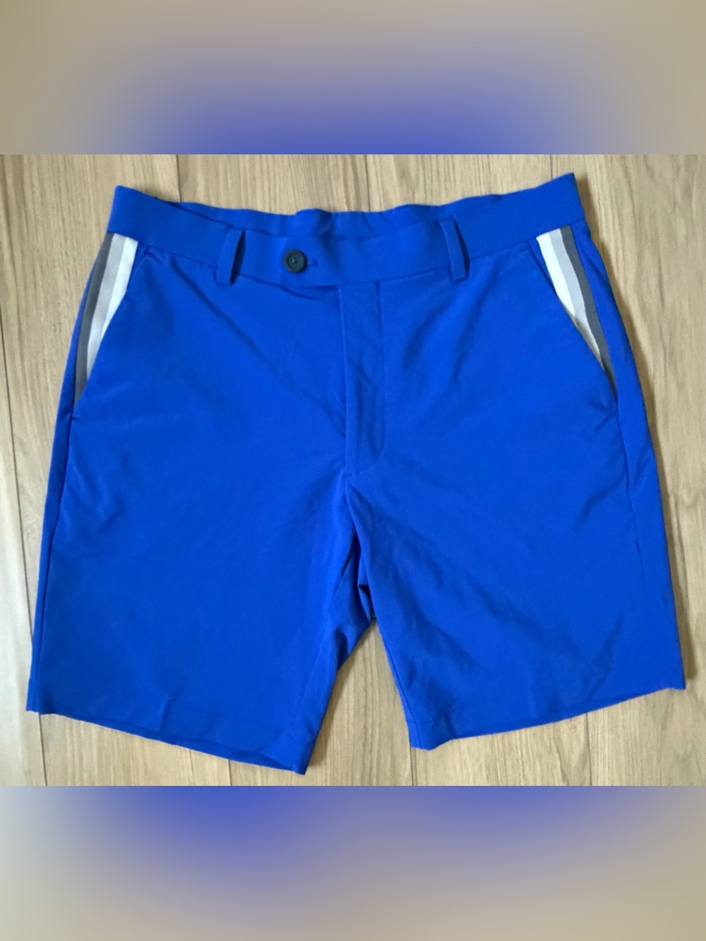 G/FORE Shorts Mens 32 Blue Maverick Hybrid 4 Way Chino 9" Golf Stripe G4MS20P04